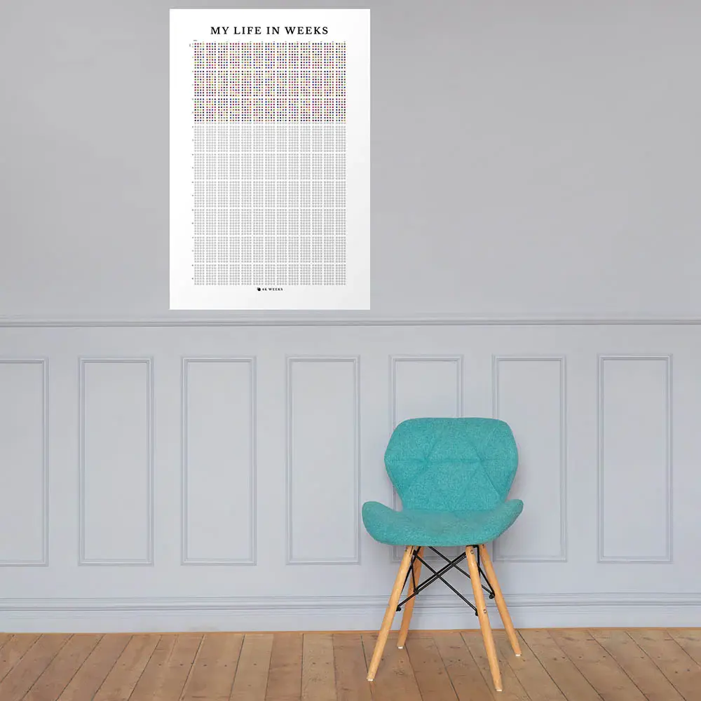 4k Weeks Brightsider Poster™ Life Calendar ina room